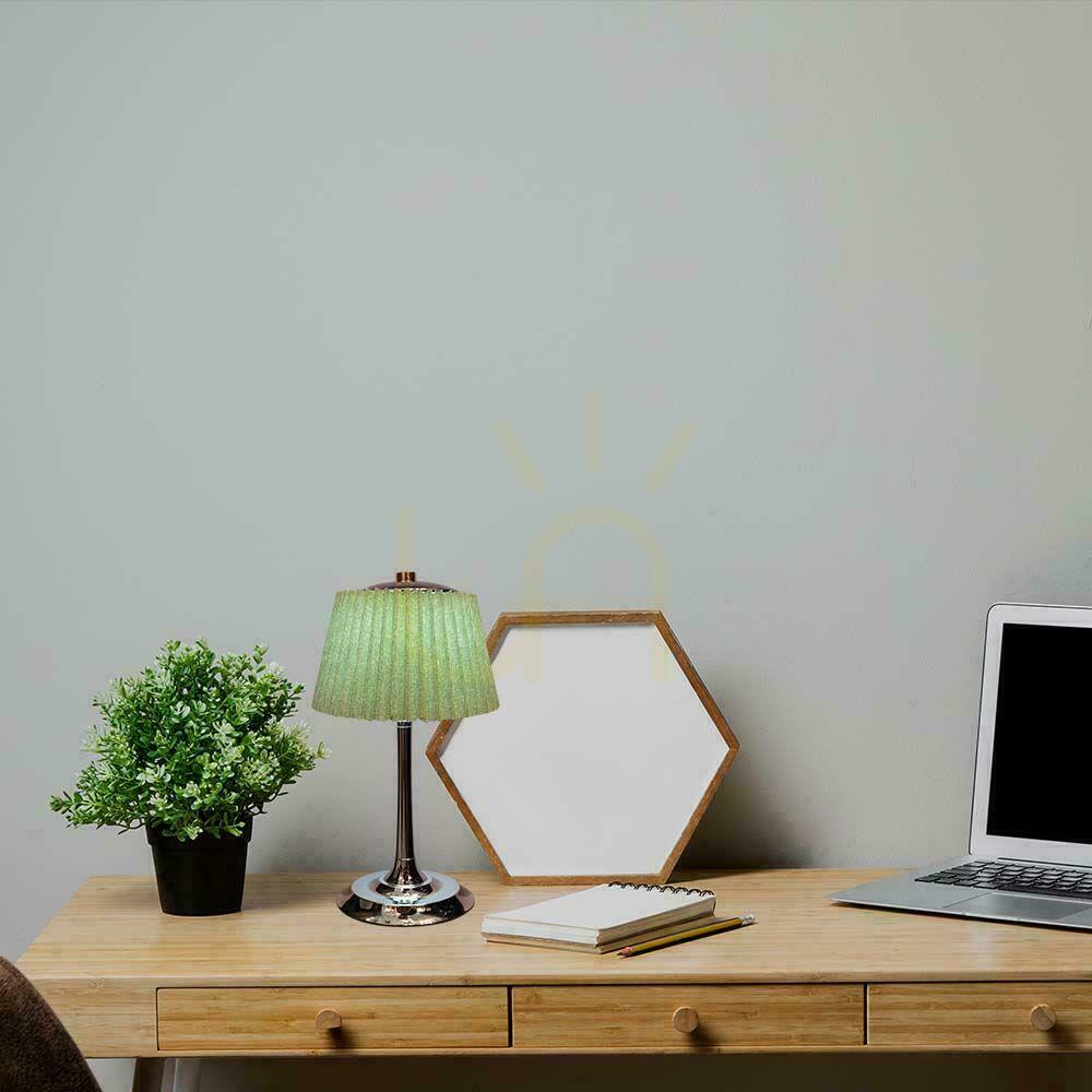 Pohled Stolní LED lampa V-TAC VT-7968-CG 1,5 W, chromová a světle zelená, 3 barvy světla Stolní LED lampa V-TAC VT-7968-CG 1,5 W, chromová a světle zelená, 3 barvy světla