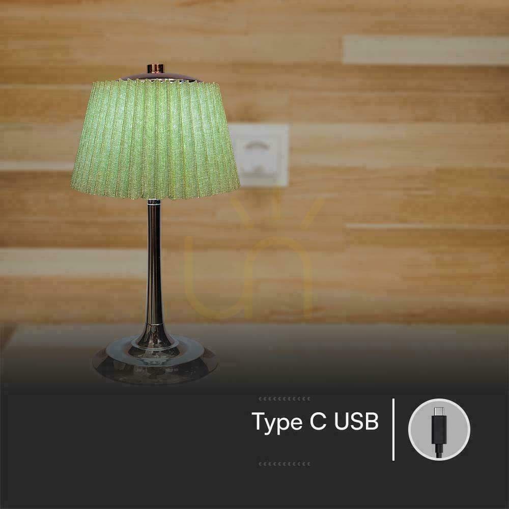Náhled Stolní LED lampa V-TAC VT-7968-CG 1,5 W, chromová a světle zelená, 3 barvy světla Stolní LED lampa V-TAC VT-7968-CG 1,5 W, chromová a světle zelená, 3 barvy světla