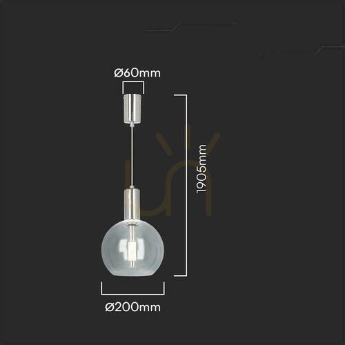 Kontrola Závěsné LED svítidlo V-TAC VT-10114, chrom a akryl, Ø 20 cm, 5 W 450 lm 3000 K, CRI 90