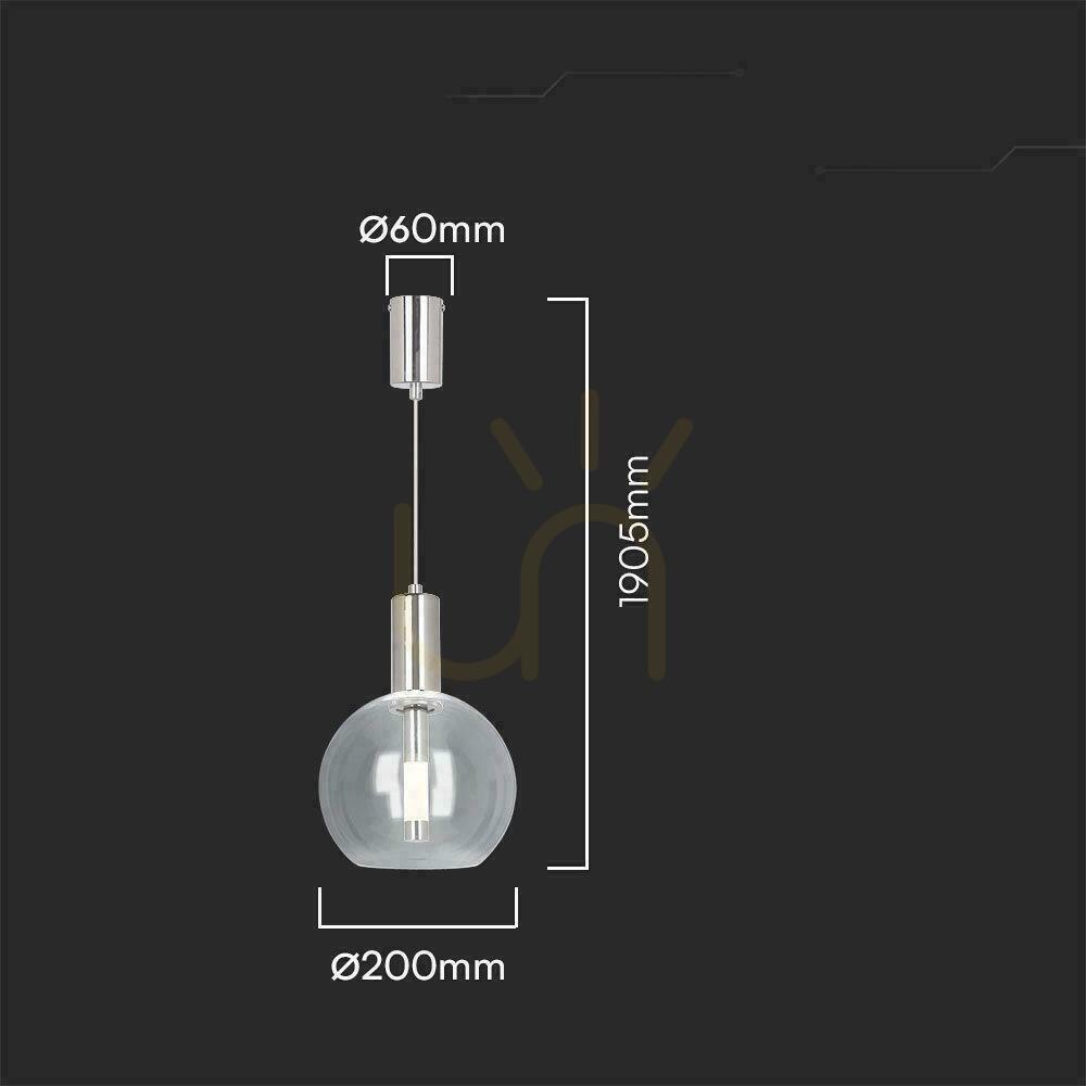 Pohled Závěsné svítidlo V-TAC 5W LED Akryl fi.20cm Chrom VT-10114 3000K 450lm Závěsné svítidlo V-TAC 5W LED Akryl fi.20cm Chrom VT-10114 3000K 450lm