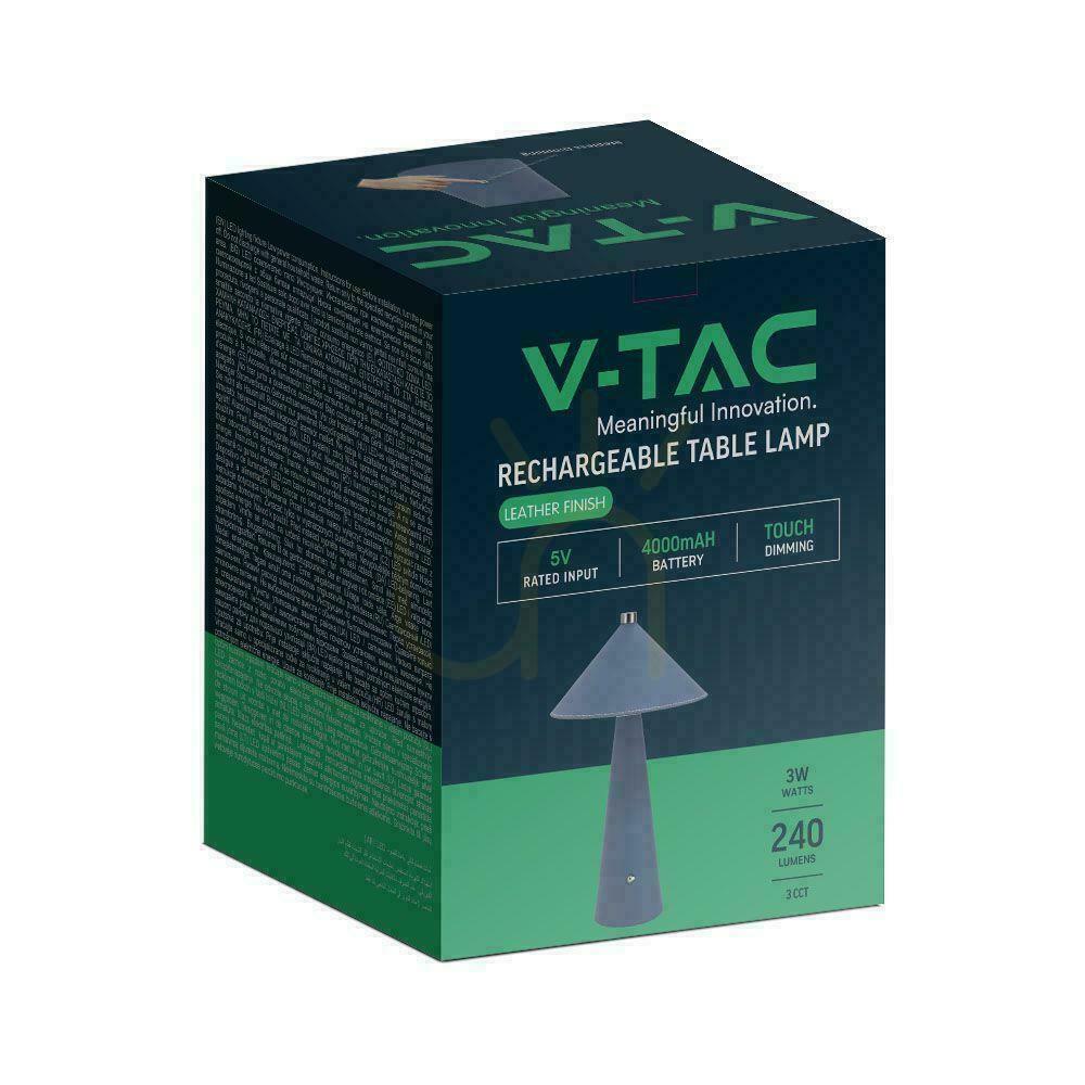 Zobrazit V-TAC 3W LED stolní lampa na noční stolek 33cm CCT USB-C nabíjení stmívatelná modrá kůže VT-10117 3000K-6000K 240lm V-TAC 3W LED stolní lampa na noční stolek 33cm CCT USB-C nabíjení stmívatelná modrá kůže VT-10117 3000K-6000K 240lm