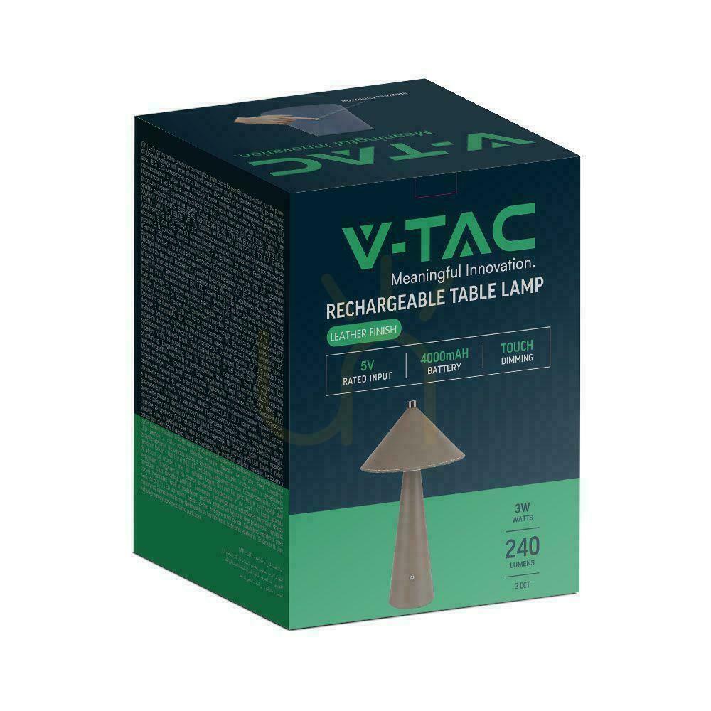 Zobrazit V-TAC 3W LED stolní lampa na noční stolek 33cm CCT USB-C s nabíjením Stmívatelná hnědá kůže VT-10117 3000K-6000K 240lm V-TAC 3W LED stolní lampa na noční stolek 33cm CCT USB-C s nabíjením Stmívatelná hnědá kůže VT-10117 3000K-6000K 240lm