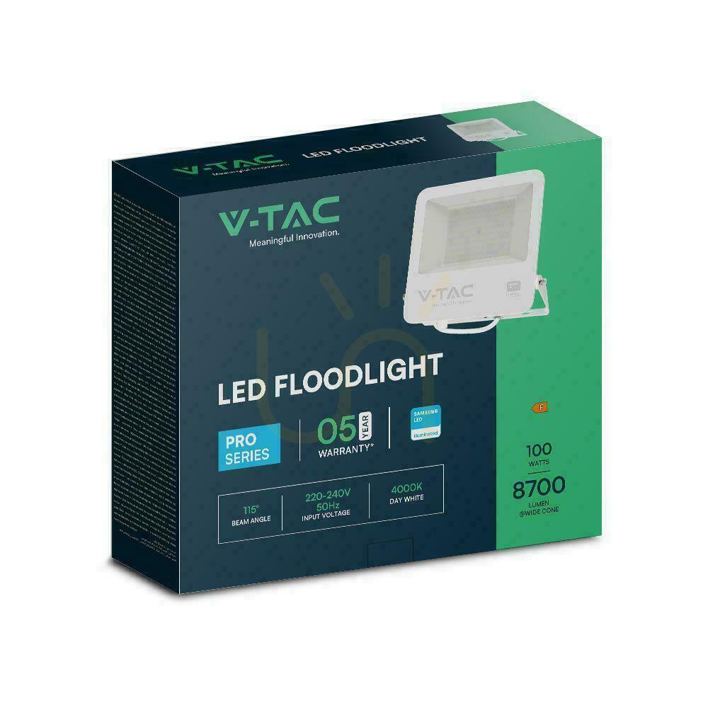 Pohled LED projektor V-TAC 100W 100Lm/W Kabel 1mb SAMSUNG CHIP White VT-44104 4000K 8700lm Záruka 5 let LED projektor V-TAC 100W 100Lm/W Kabel 1mb SAMSUNG CHIP White VT-44104 4000K 8700lm Záruka 5 let