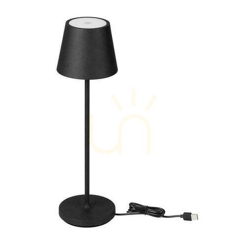Kontrola V-TAC 1,5W LED stolní noční světlo nabíjecí stmívatelné IP54 černé VT-7997 3000K 150lm