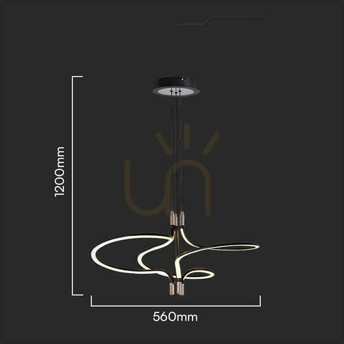 Kontrola Závěsné LED svítidlo V-TAC VT-7980 30 W černo-zlaté, 56 × 120 cm, 3000 K