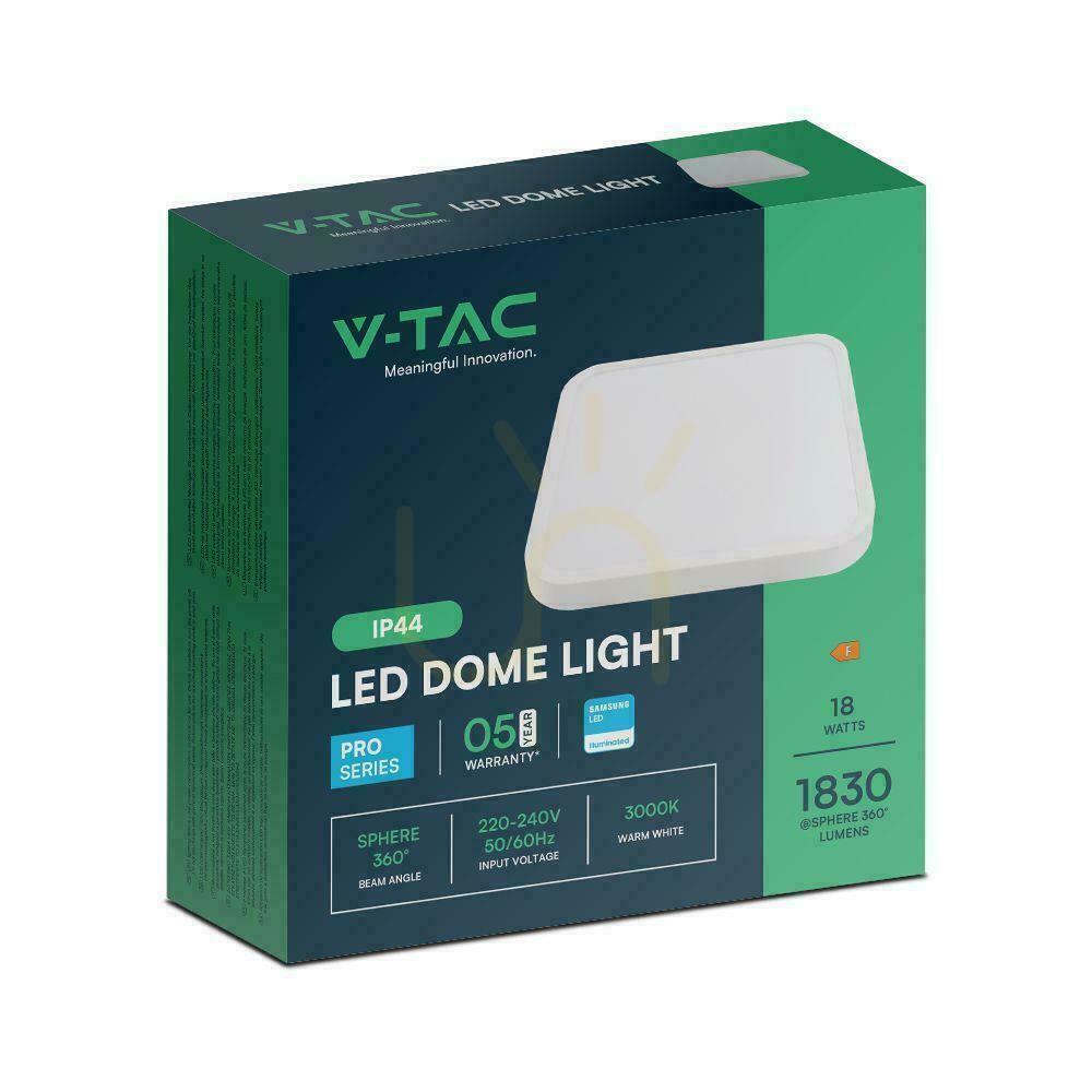 Náhled Čtvercové stropní LED svítidlo V-TAC VT-8618SQ-S-W 18 W Samsung 4000 K IP44 bílé Čtvercové stropní LED svítidlo V-TAC VT-8618SQ-S-W 18 W Samsung 4000 K IP44 bílé