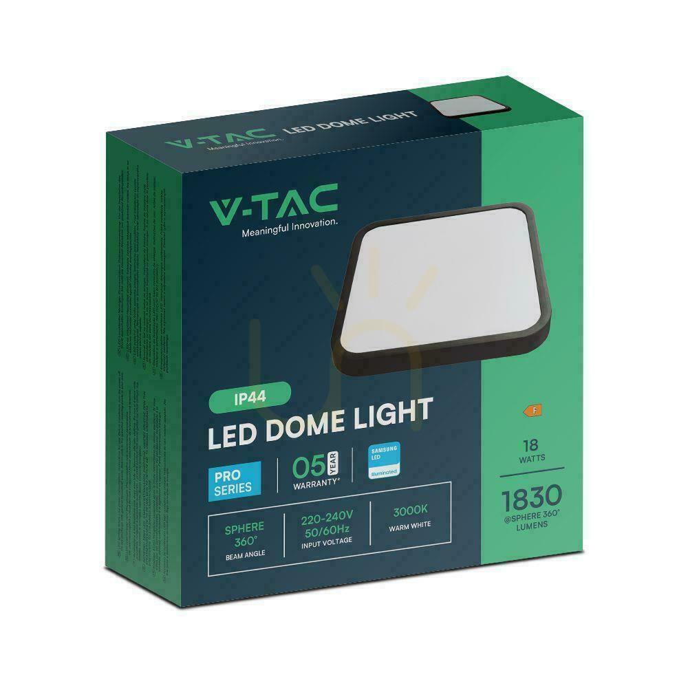 Náhled Plafond V-TAC 18W LED SAMSUNG CHIP Square 25x25cm Povrchová montáž IP44 Black VT-8618B 6500K 1830lm Záruka 5 let Plafond V-TAC 18W LED SAMSUNG CHIP Square 25x25cm Povrchová montáž IP44 Black VT-8618B 6500K 1830lm Záruka 5 let