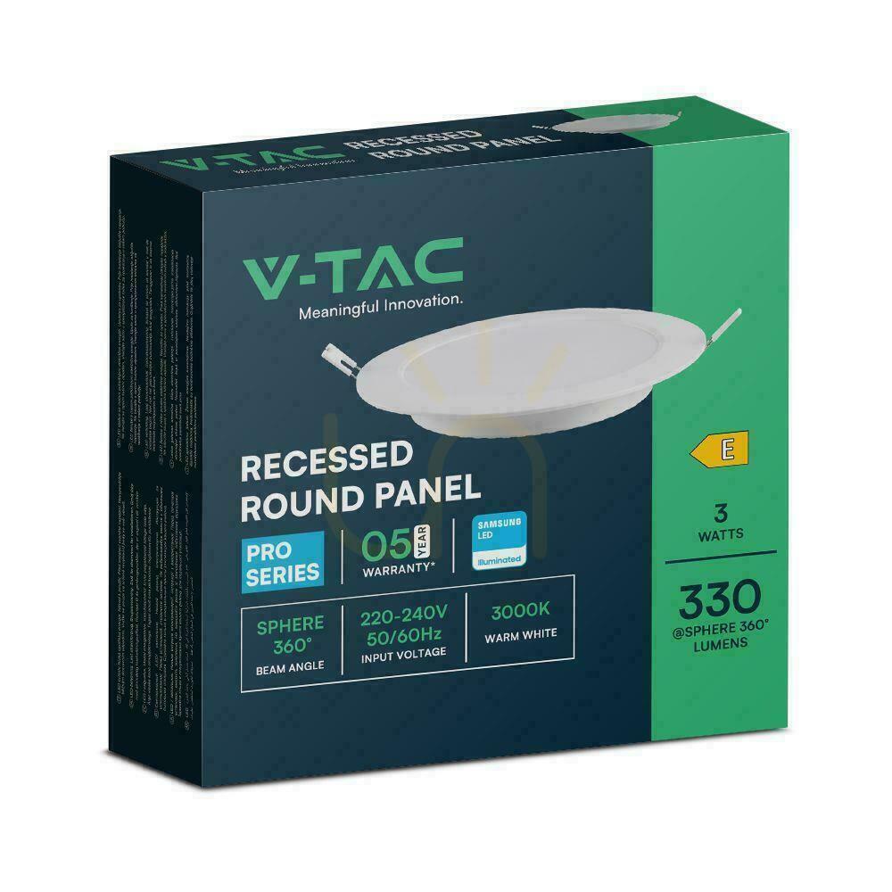 Zobrazit V-TAC 3W LED SAMSUNG CHIP Zapuštěný panel kulatý 90x28mm VT-61003RD-S 4000K 330lm 5 let záruka V-TAC 3W LED SAMSUNG CHIP Zapuštěný panel kulatý 90x28mm VT-61003RD-S 4000K 330lm 5 let záruka