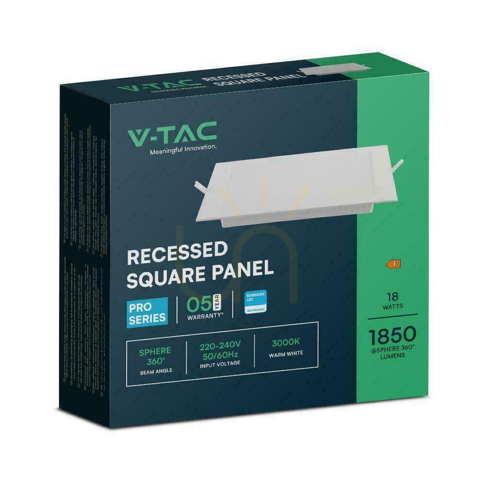 Zobrazit V-TAC 18W LED SAMSUNG CHIP Zapuštěný panel čtvercový 220x220mm VT-61018SQ-S 6500K 1980lm V-TAC 18W LED SAMSUNG CHIP Zapuštěný panel čtvercový 220x220mm VT-61018SQ-S 6500K 1980lm