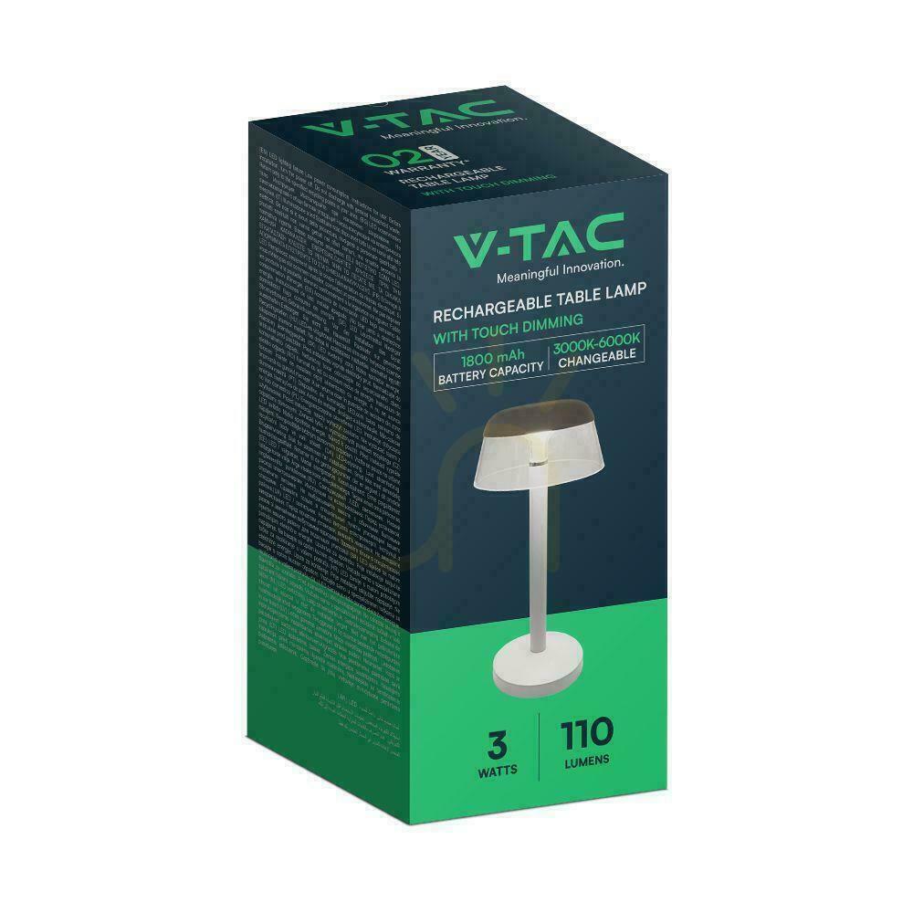 Náhled V-TAC 3W LED stolní lampa na noční stolek 28cm USB nabíjení Stmívatelná bílá VT-75002 3000K-6000K 110lm V-TAC 3W LED stolní lampa na noční stolek 28cm USB nabíjení Stmívatelná bílá VT-75002 3000K-6000K 110lm