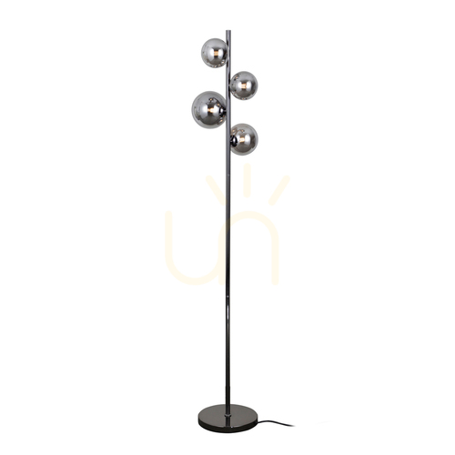 Kontrola Stojací lampa Italux Canello 4x G9 černá kouřové sklo FL-406007-4-BCR