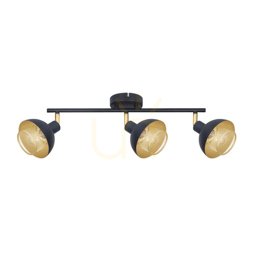 Kontrola Reflektor Italux Savio 3x E14 černý zlatý SPL-27357-3-BK-GD