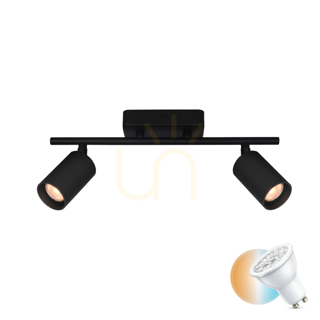Italux Tris black ceiling spotlight bar, 2×GU10 SPL-46829-2-BK