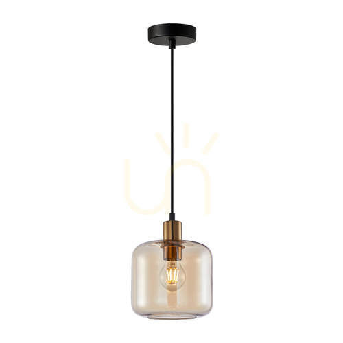 Kontrola Závěsné svítidlo Italux Zona E27 amber zlaté PND-29257A-1-BRO-AMB