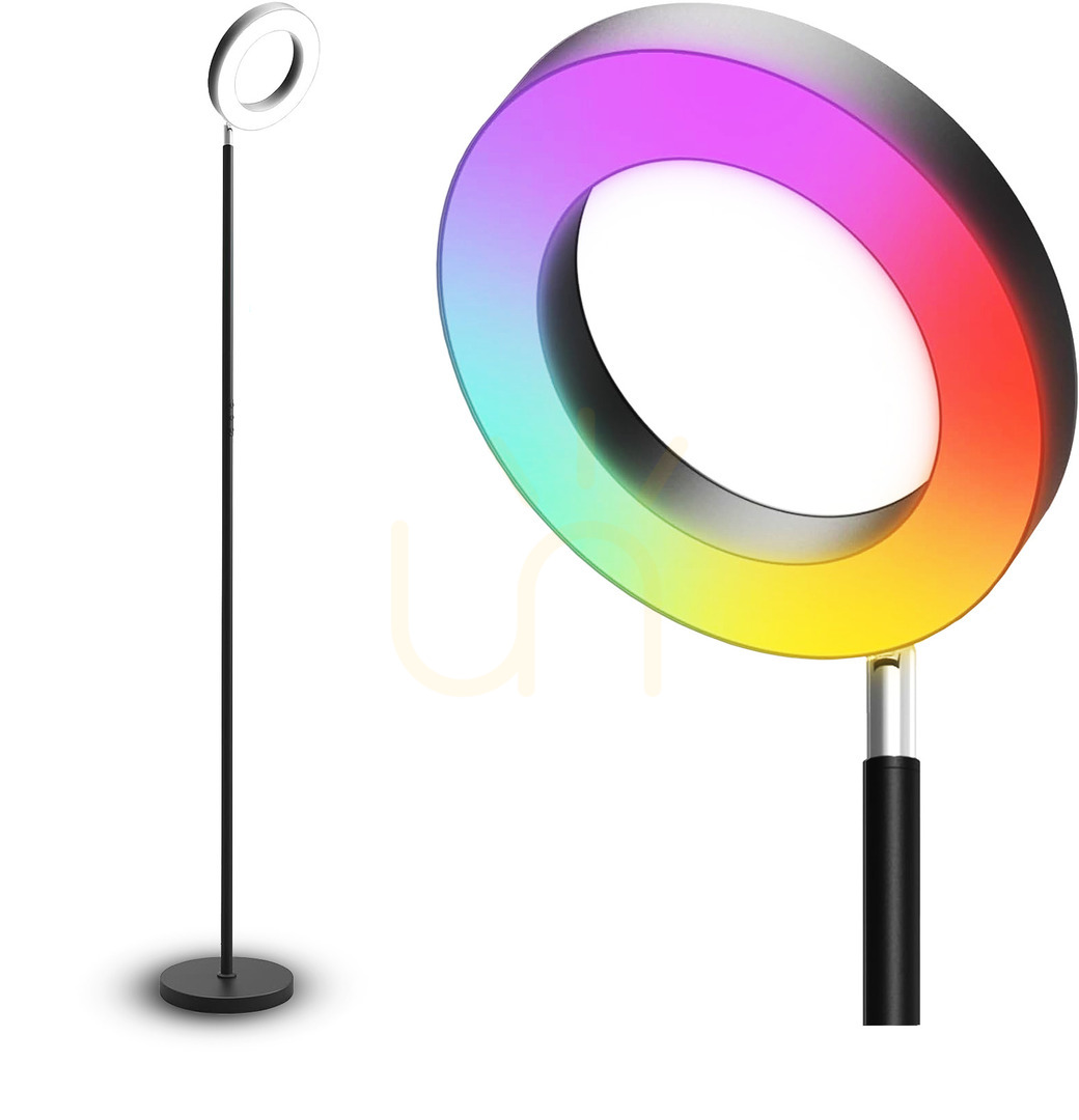 Kontrola BOBBY Stojací lampa s nastavitelným kruhem světla, ovládání RGB pomocí aplikace nebo dálkového ovládání Aviano BOBBY Stojací lampa s nastavitelným kruhem světla, ovládání RGB pomocí aplikace nebo dálkového ovládání Aviano