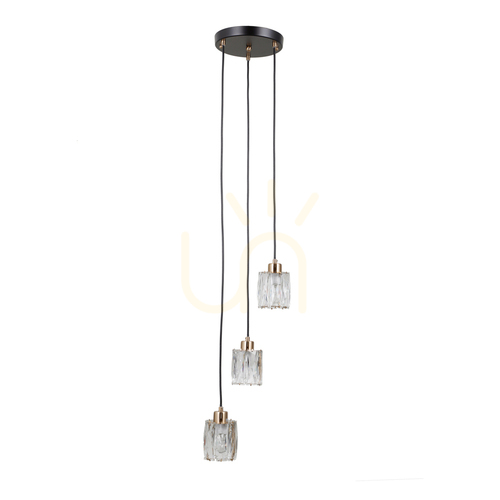 Kontrola Závěsné svítidlo Italux Torno 3xE14 černé sklo PND-40813-3R-BK-HBR