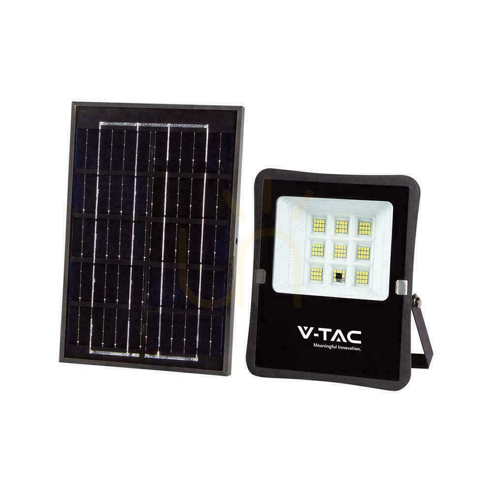 Kontrola V-TAC 6W solární LED projektor s dálkovým ovládáním, AUTO, časovač IP65 VT-55050 4000K 400lm V-TAC 6W solární LED projektor s dálkovým ovládáním, AUTO, časovač IP65 VT-55050 4000K 400lm