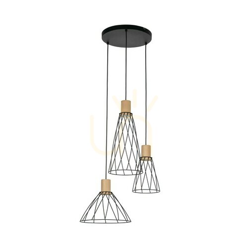 Kontrola Závěsná lampa Modesto Wood Pine 3 Circle