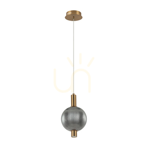 Závěsné LED svítidlo Italux Lenti, zlaté s kouřovým sklem, 15 cm, PND-83631-1-BRO-SG small 0