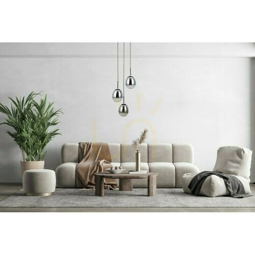 Kontrola Závěsná lampa Italux Meolo 3xE14 černá kouřové sklo PND-40825-3-BK