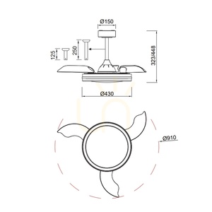 Stropní ventilátor s LED osvětlením Mantra NORTH 8730, černý, výsuvné lopatky small 4
