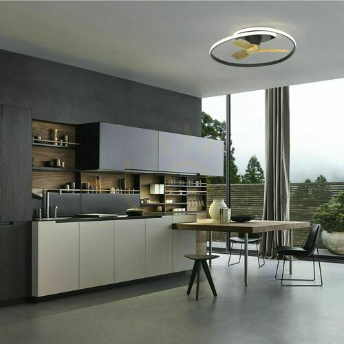Kontrola Stropní ventilátor s LED osvětlením Mantra OCEAN 8236, černý, lopatky v dekoru dřeva