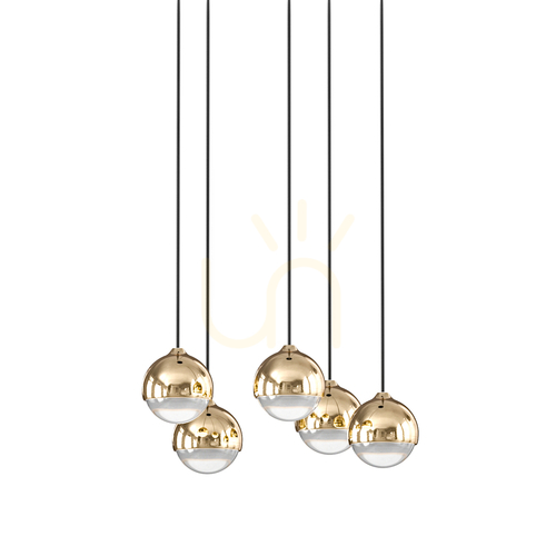 Kontrola Závěsné světlo Bolicina Gold 5xLED 3000K Transparentní Orlicki Design