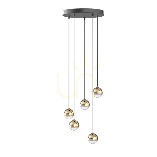 Kontrola Závěsné světlo Bolicina Gold 5xLED 3000K Transparentní Orlicki Design
