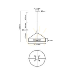 Závěsná lampa Doretto 70 cm bílá zlatá Open Design Highlights small 2