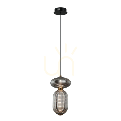 Kontrola Závěsné svítidlo Italux Nico černé/antik mosaz kouřové sklo 2xLED 11W PND-8545-2A-AB-SG