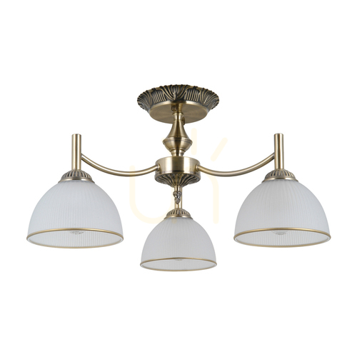 Kontrola Závěsné svítidlo Italux Fener 3×E27, antická mosaz / opálově bílá, Ø 52 cm, PND-40653-3-ABR-WH