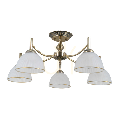 Kontrola Závěsné svítidlo Italux Fener 5x E27 bílá/mosaz PND-40653-5-ABR-WH