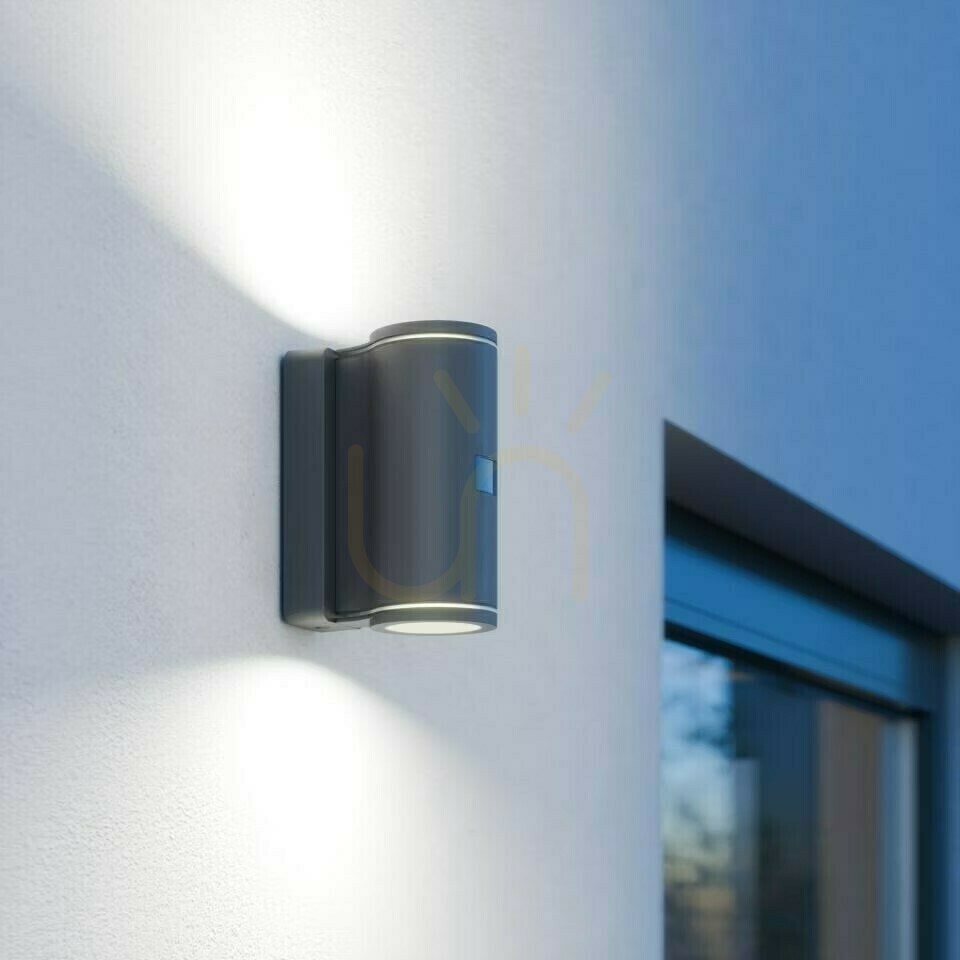 Náhled Fasádní svítidlo s čidlem pohybu a soumraku L940 S PIR 14,5W 2xGU-10 3000K, 1240lm IP44 IK03 230V antracit / hliník, plast Fasádní svítidlo s čidlem pohybu a soumraku L940 S PIR 14,5W 2xGU-10 3000K, 1240lm IP44 IK03 230V antracit / hliník, plast