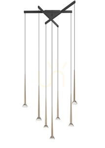 Závěsné svítidlo Zuma Line BOSTON P0603-07C-SDB1, 7 x LED, 3850 lm, 3000 K, matná černá a zlatá, 81 cm, výška 88-168 cm small 0