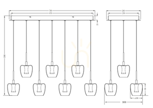 Závěsné svítidlo Zuma Line NELSON MD2291-11B-3BGT černé s čirým sklem LED 33 W, 11bodové small 4