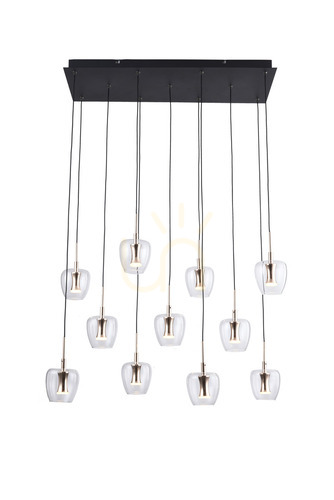 Kontrola Závěsné svítidlo Zuma Line NELSON MD2291-11B-3BGT černé s čirým sklem LED 33 W, 11bodové