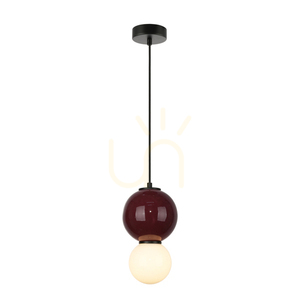 Závěsné svítidlo Italux Pieve LED bordó keramika a bílé sklo 15 cm 5W 3000K PND-95221-1S-PRP small 0