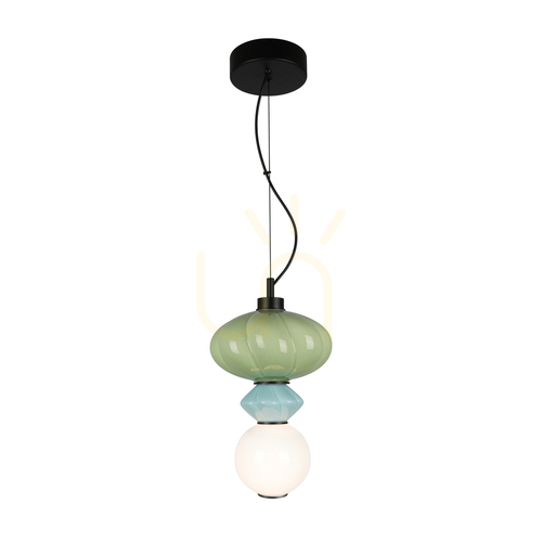 Kontrola Závěsné svítidlo Italux Tordi LED 8 W zeleno-modré s opálovým sklem Ø20 cm PND-94721-1A-MLTI