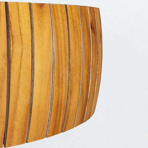 Kontrola LED stropní svítidlo Quintiesse Barrel, teakovská dýha, Ø 50 cm