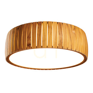 LED stropní svítidlo Quintiesse Barrel, teakovská dýha, Ø 50 cm small 0
