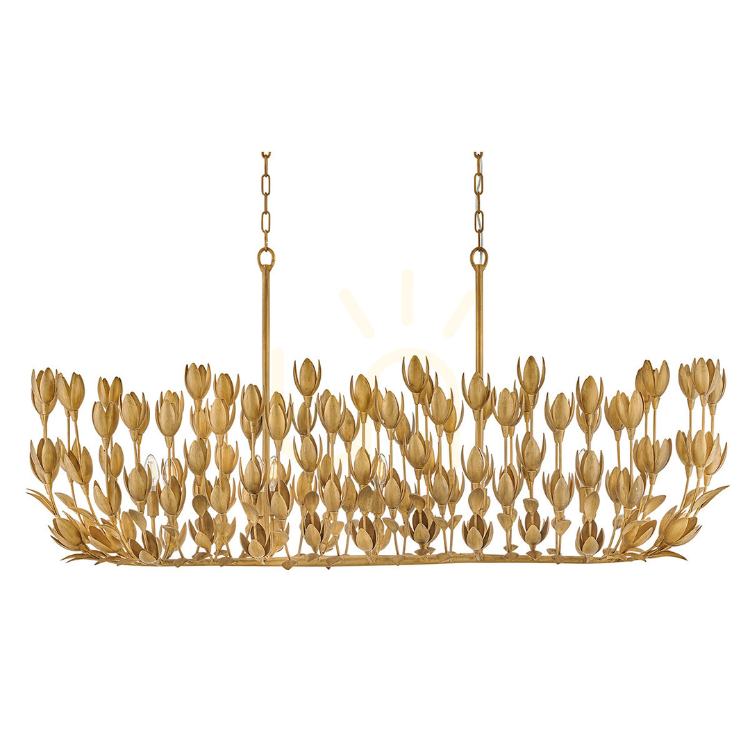 Pohled FLORA ostrovní lampa - 10 světelných zdrojů - Oxidované zlato QUINTIESSE FLORA ostrovní lampa - 10 světelných zdrojů - Oxidované zlato QUINTIESSE
