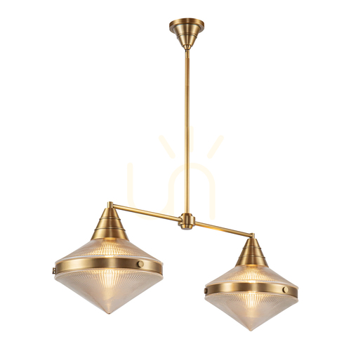 Kontrola Ostrůvková lampa WILLARD - 2 světelné zdroje - Vintage mosaz QUINTIESSE