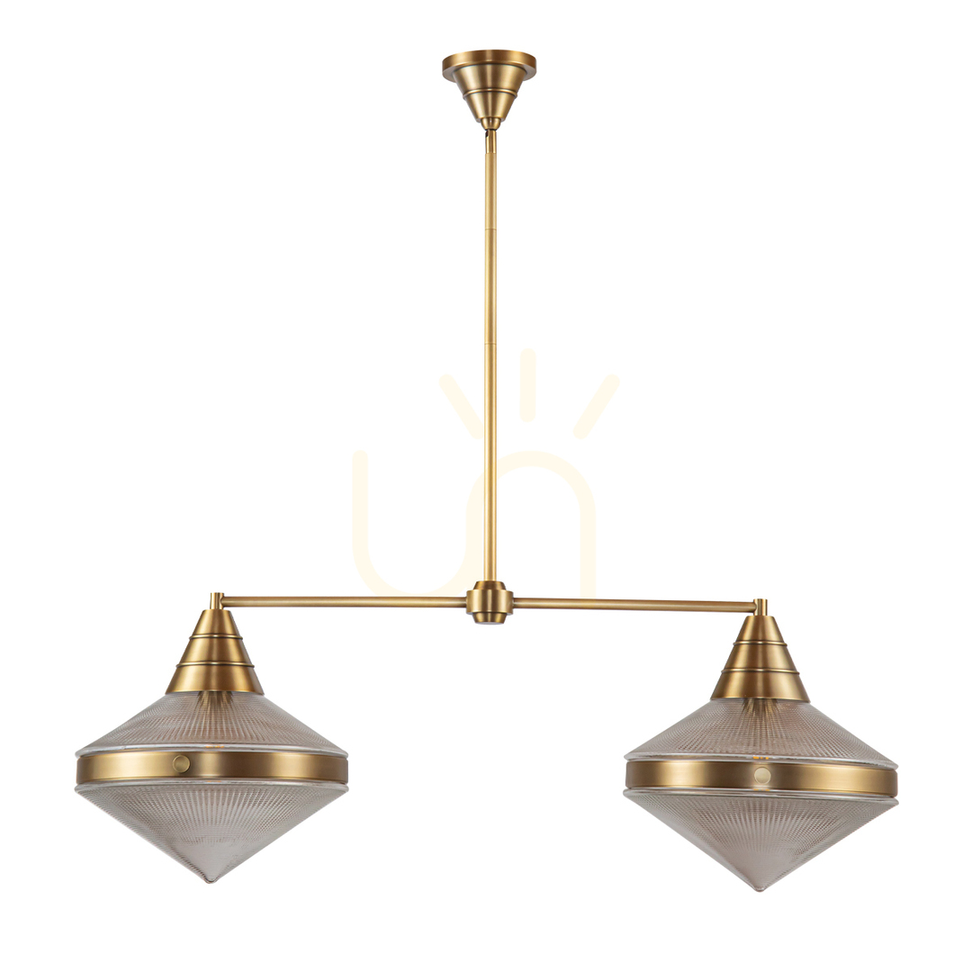 Zobrazit Ostrůvková lampa WILLARD - 2 světelné zdroje - Vintage mosaz QUINTIESSE Ostrůvková lampa WILLARD - 2 světelné zdroje - Vintage mosaz QUINTIESSE