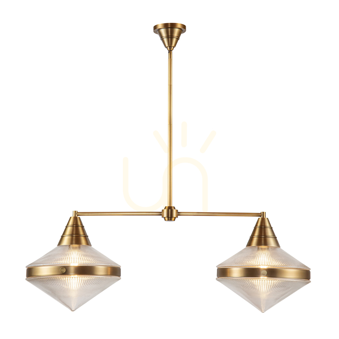 Kontrola Ostrůvková lampa WILLARD - 2 světelné zdroje - Vintage mosaz QUINTIESSE Ostrůvková lampa WILLARD - 2 světelné zdroje - Vintage mosaz QUINTIESSE