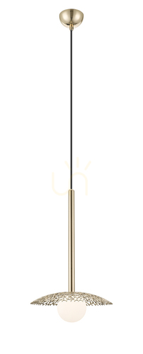 Kontrola Závěsné svítidlo NICOSIA P0600-01C-F7AA zlatá tepaná mísa 22 cm s opálovou koulí 1xG9 max 28W ZUMA LINE