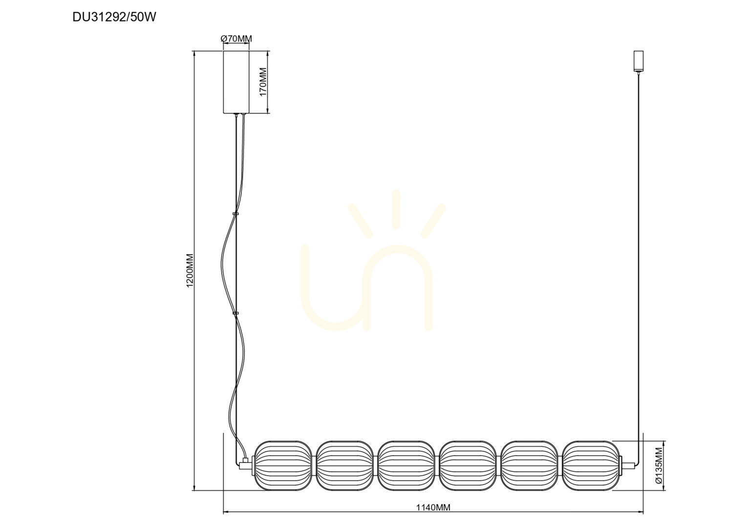Pohled Závěsné svítidlo Zuma Line AKARI DU31292/50W zlatá 1xLED Závěsné svítidlo Zuma Line AKARI DU31292/50W zlatá 1xLED