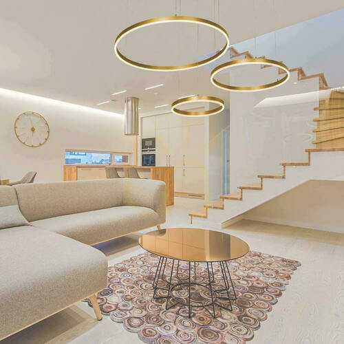 Kontrola Závěsné LED světlo Zambelis 136W 3000K zlatý mat stmívatelné