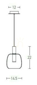 Závěsné svítidlo Zambelis černé kouřové sklo 5W LED 3000K small 1