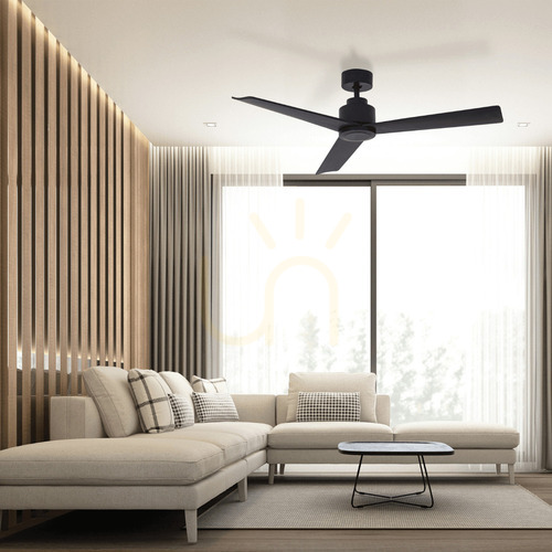 Kontrola Stropní ventilátor Zambelis černý matný 132 cm kov dřevo