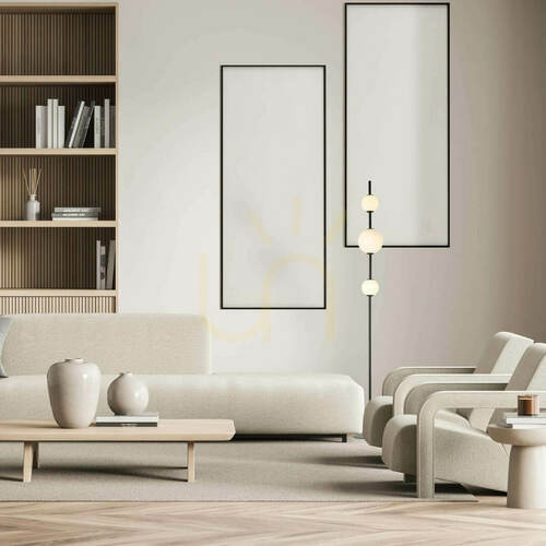Kontrola LED podlahové světlo 12W 3000k sklo a kov bílá + černá ZAMBELIS